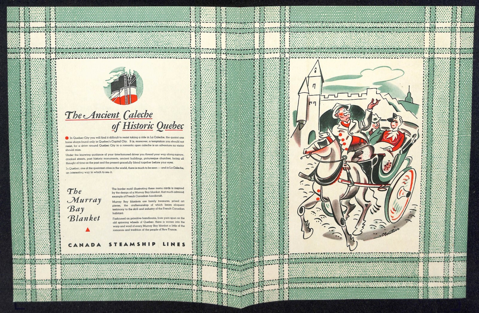 WWII Era Canada Steamship Lines Cruise Eng/Frn Food Rationing Dinner Menu Horse