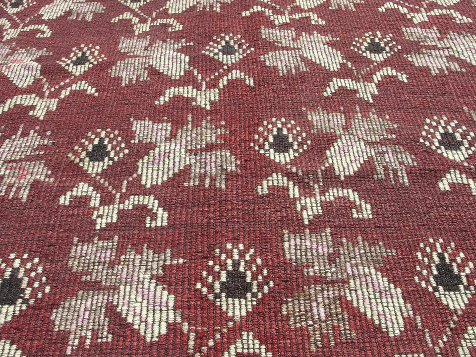 Alfombras florales 6x9 para sala de estar - Alfombras Kilim de lana bordadas bohemias hechas a mano Foto 2 de 4