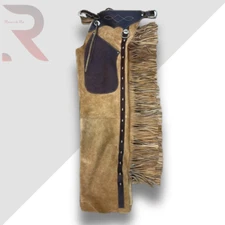 Handmade Leather Fringe Chaps Cowboy Rodeo Western Suede Riding Gear Unisex
