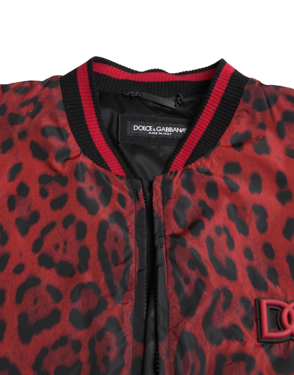 DOLCE & GABBANA Jacket Red Leopard Bomber Short Coat s. IT46