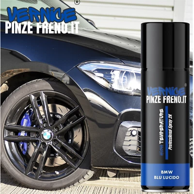 VERNICEPINZEFRENO.IT Vernice spray 2K pinze freni moto auto BLU BMW LUCIDO alta temperatura