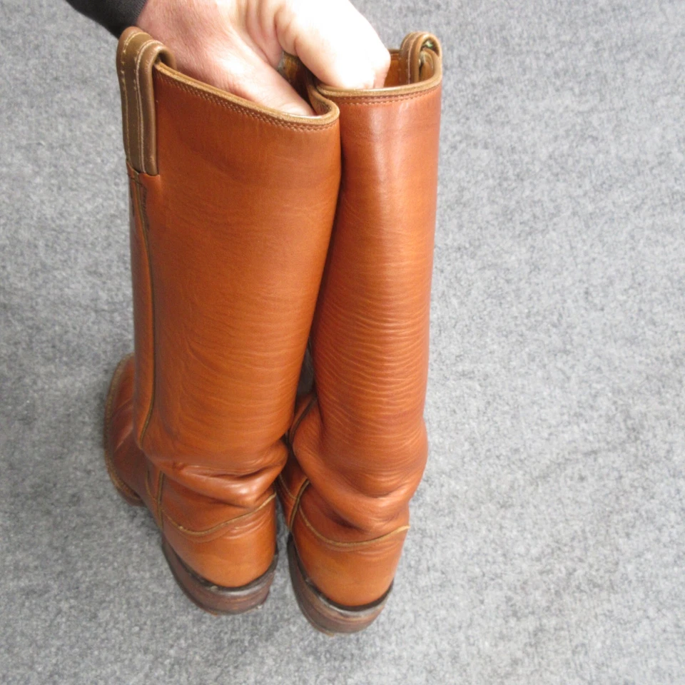 De Colección Frye Campus Botas Mujer 6 Marrón Cuero Negro Etiqueta Bloque Tacón Alto Verdadero Foto 3 de 4