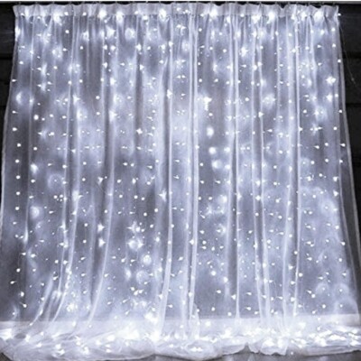 Yuliang 300 LED Curtain Light, 8 Light Modes, White