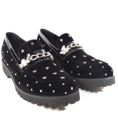 LUIGI TRAINI ?? WOMEN BLACK SUEDE FASHION COMFORT LOAFERS  display picture 1