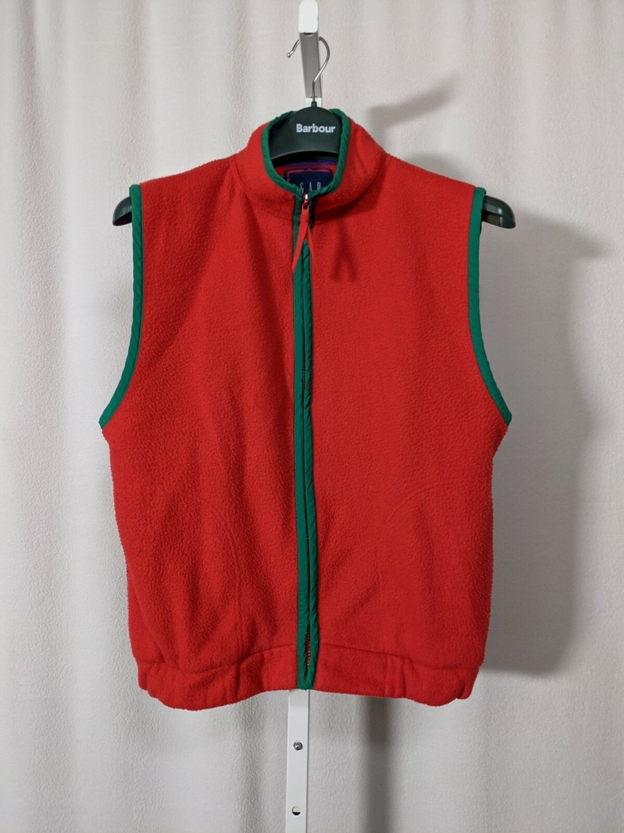 Gap Vintage 90s Arctic Light Fleece Vest Green Red XL | eBay