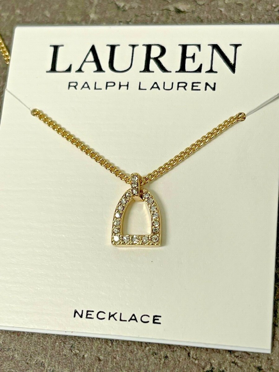 Lauren Ralph Lauren クリスタルパヴェ Stirrup ネックレス Lauren Ralph Lauren Pave Stirrup Pendant Necklace 16” 3