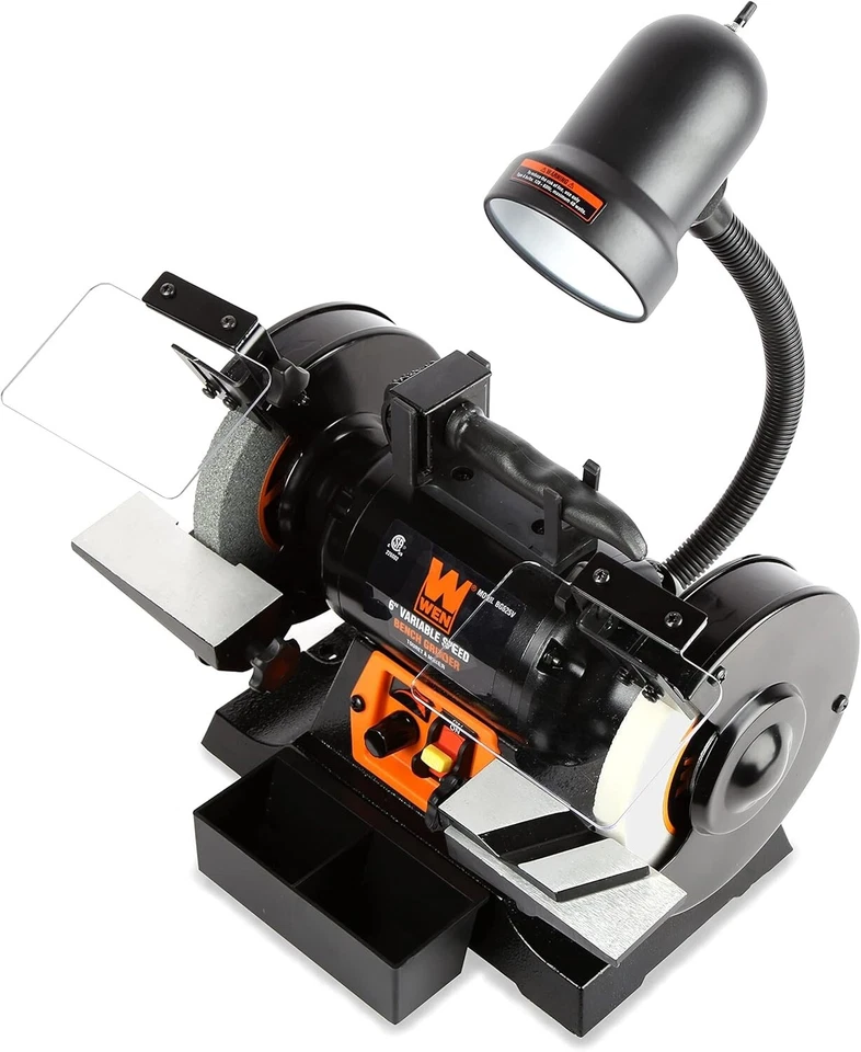 WEN BG625V 2.5-Amp 6-Inch Variable Speed Bench Grinder with Flexible Work Light - Image 4 of 4