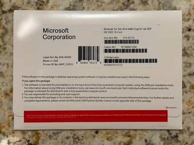 Microsoft Windows Server 2016 Standard x64 DVD 16-Cores + Microsoft Windows Server 2016 Standard x64 DVD 16-Cores +