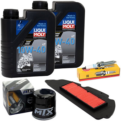 Set Öl Wartung für Honda SH 300 i NF 2007-2020 2L Luftfilter Ölfilter Zündkerze