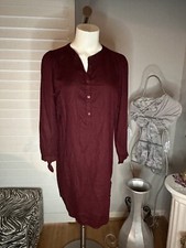 New Woman’s Old Navy Maroon Navy Dotted Long Sleeve Shirt Dress Size XS Xsmall