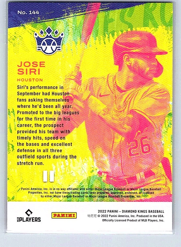 Jose Siri 2022 Panini Diamond Kings #144 Houston Astros - Image 2 of 2