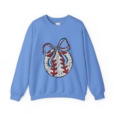Baseball Bow Sweatshirt | Unisex Cozy Crewneck | Perfect for Holidays,