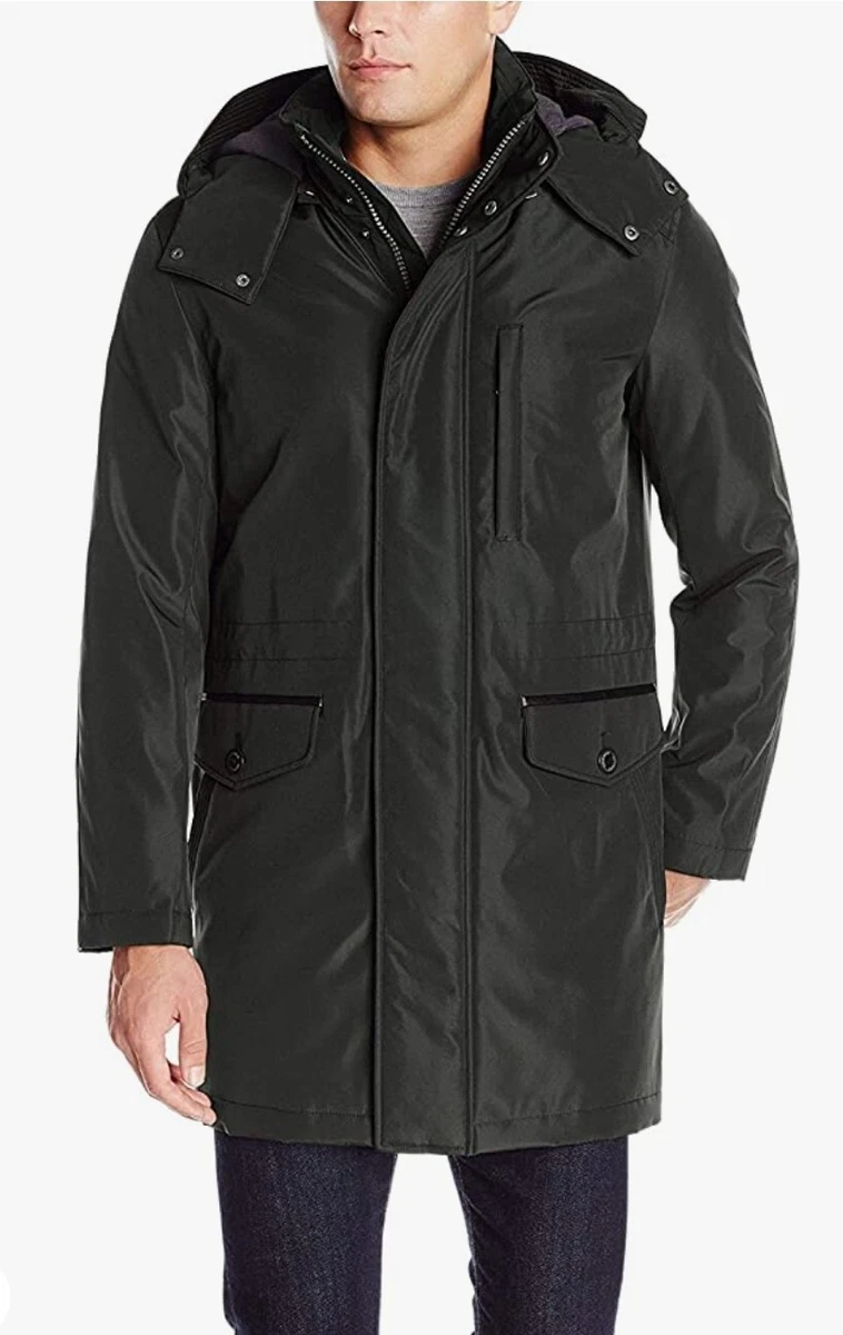 NEW Cole Haan Men s Black Bonded Water Resistant Car Coat Jacket