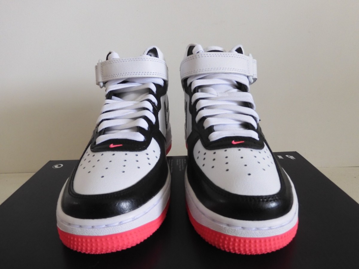 WMNS NIKE AIR FORCE 1 07 MID WHITE-BLACK-VOLT-HYPER PINK SZ
