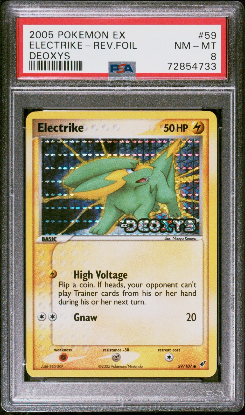 Pokemon Card Electrike 59/107 Reverse Holo EX Deoxys PSA 8 NM-MT