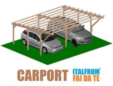 Carport in Legno Impregnato 5 x 6 Tettoia Auto Pergola Gazebo Garage a Interrare