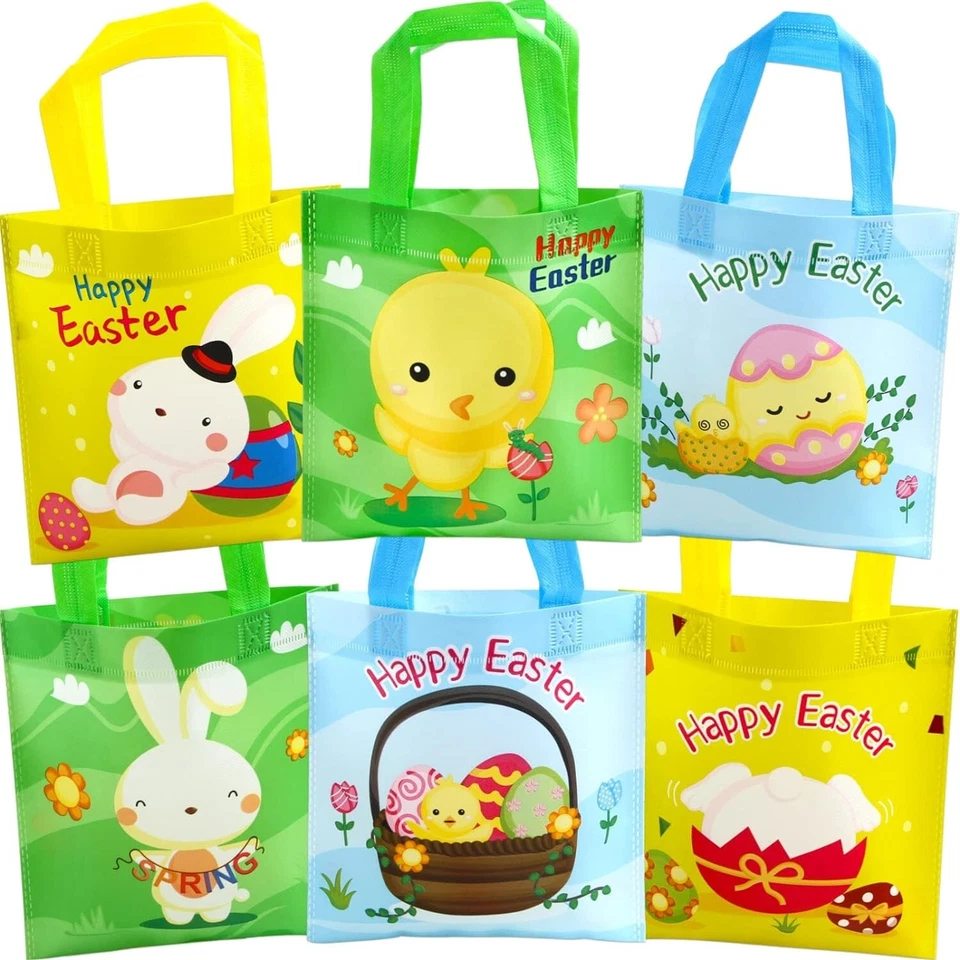 24 bolsas de regalo de Pascua con asas bolsas para regalos de fiesta bolsas de golosinas para niños  Foto 4 de 4