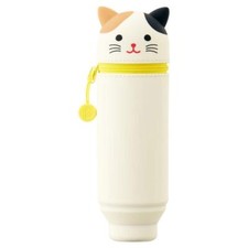 LIHIT LAB. Stand pencil case Punilabo A7712-7 Mikeneko Calico cat Rubber NEW