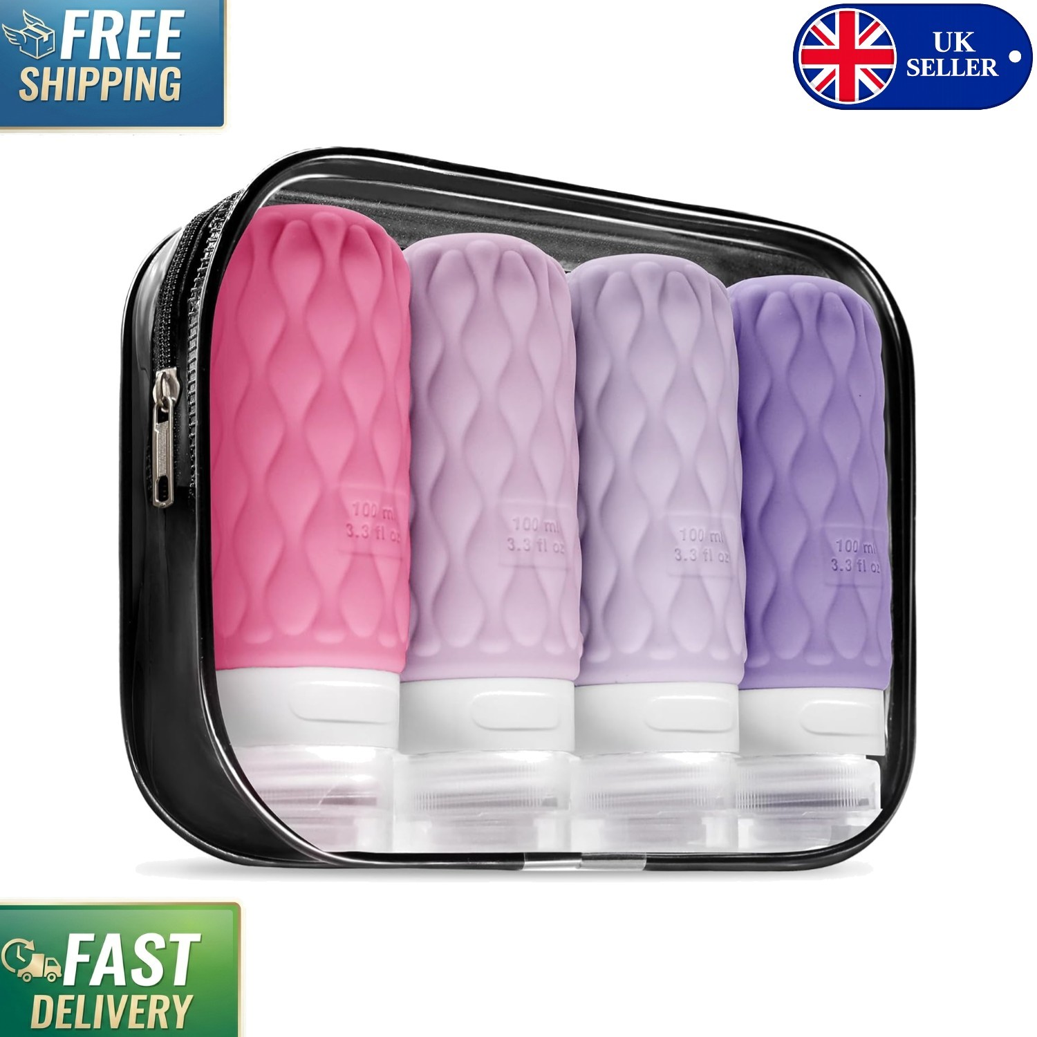 Travel-Ready 100ml Eco-Friendly Silicone Bottles – Refillable & Leakproof Set