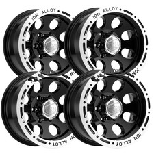 Set Of 4 Ion 174 16x8 6x5.5 -5mm Gloss Black Wheels Rims 16 Inch