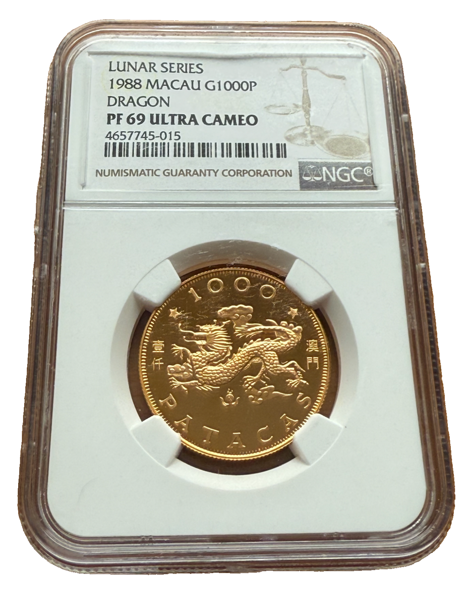 Macau Macao 1988 Gold 1000 Patacas NGC PF69UC Lunar Series - Year