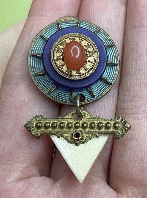 Vintage Abstract Clock w/ Triangle Shape Dangle/D… - image 3