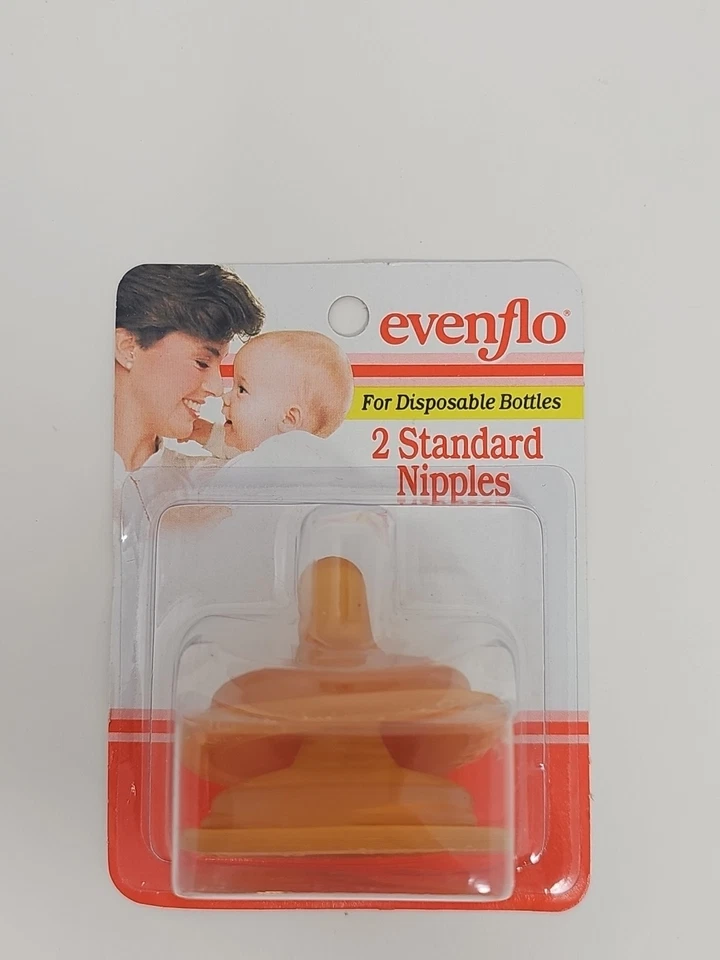 Vtg Evenflo Latex 2 Standard Baby Infant Bottle Nipples USA 1994 SEALED Read - Image 2 of 4