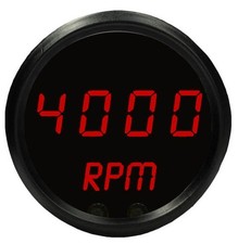 Jegs Mini Tachometer Led Digital Black Face Black Bezel Red Numbers