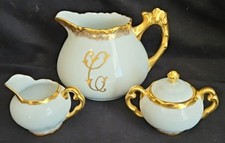Vintage Haviland Whiteware Handpainted Hand Signed Gold Gilt Tea Service MINT