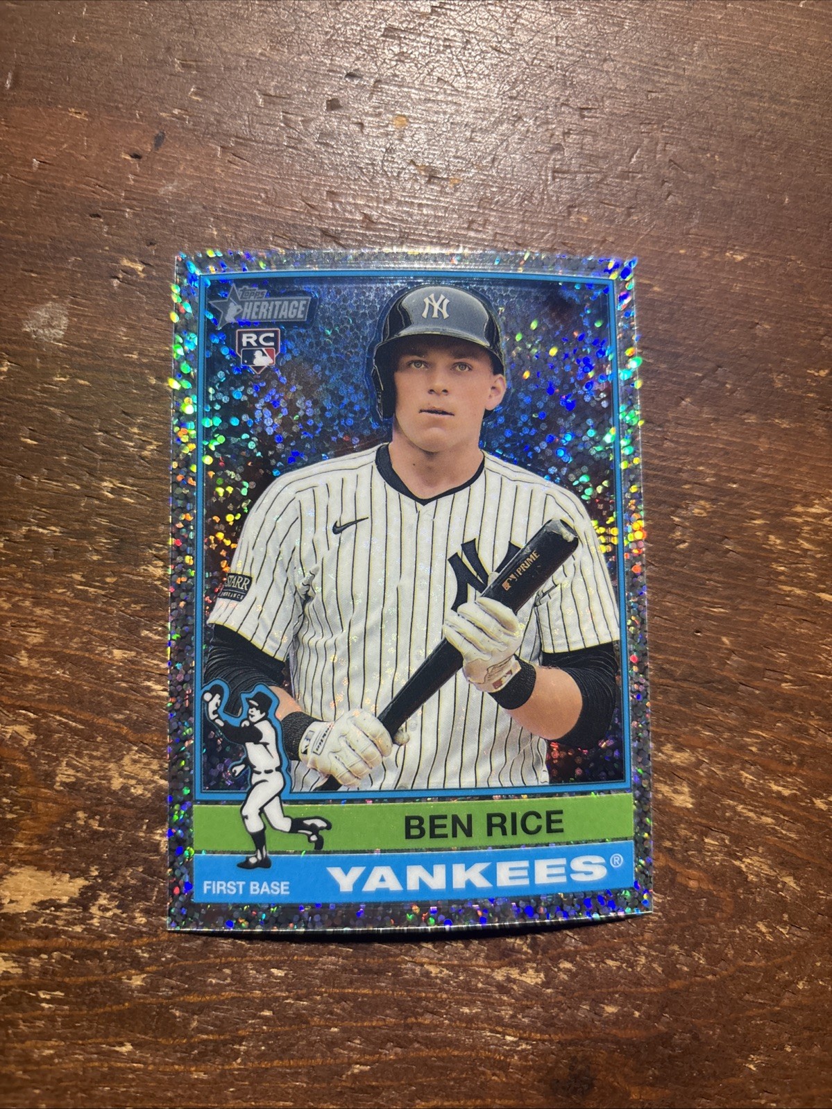 2025 Topps Heritage Silver Sparkle Chrome Rookie Card RC #406 Ben Rice Yankees
