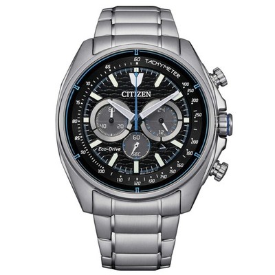 Citizen Men's Watch Eco-Drive Chrono Black Dial Silver Tone Bracelet CA4560-81E
