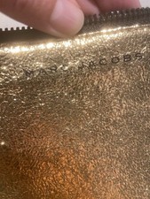 MARC JACOBS Metallic Gold Leather Pouch Zipper Makeup Bag NEW