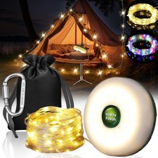 4 in 1 Camping String Lights 32.8FT Outdoor Quick Storage Camping Lights Stri...