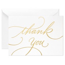 Hallmark Bulk Thank You Cards with Envelopes, 100-Pack Gold Foil Script 