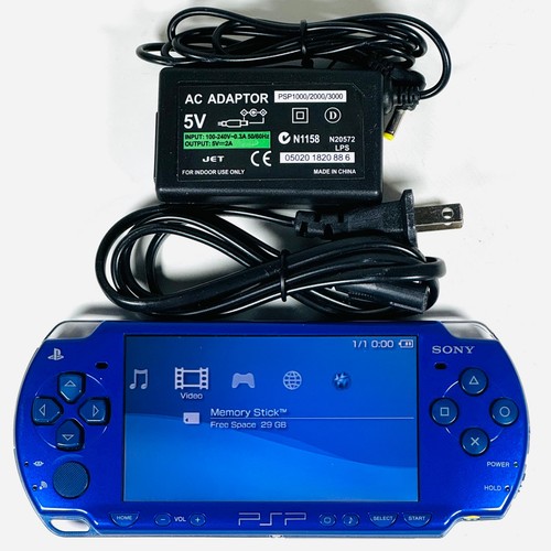 Sony PSP-2000 Handheld Console (Metallic Blue) 32GB & Charger - USA Seller