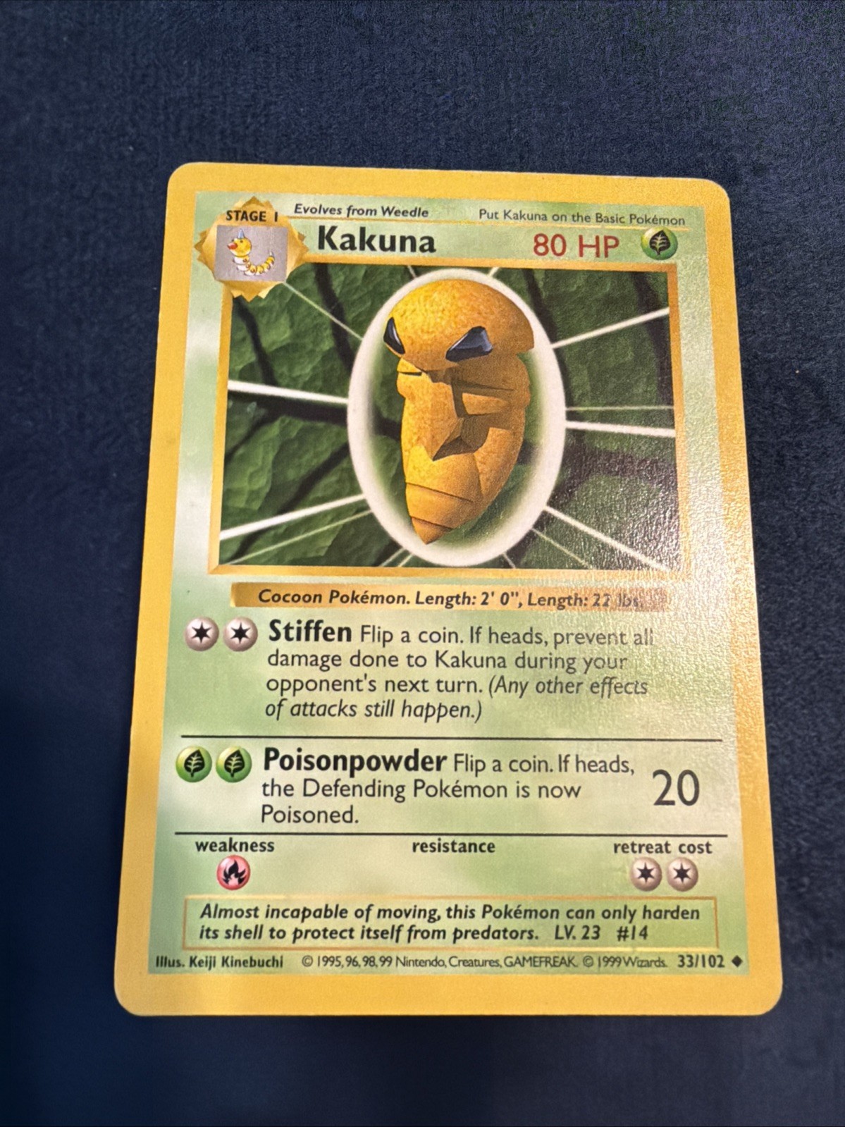 1999 Pokémon TCG - Kakuna - Base Set - Shadowless - MP - 33/102