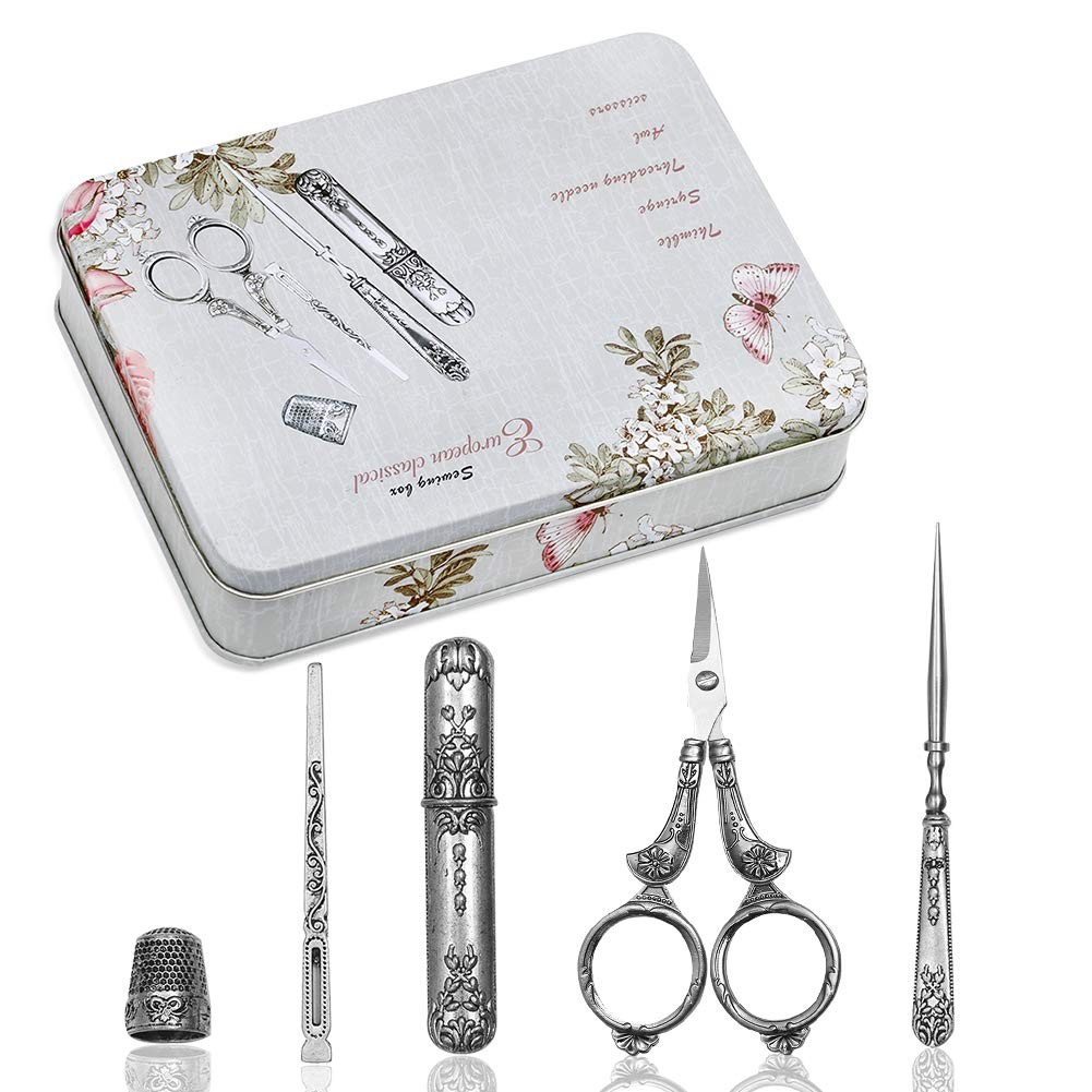 Scissors Kit, European Antique Vintage Sewing Kit, Complete 