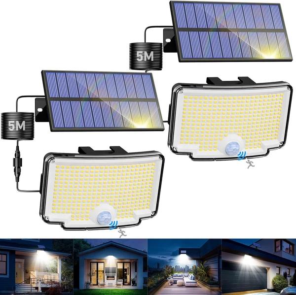 2 StüCk Solarlampen FüR AußEn Mit Bewegungsmelder, 318 Led 3 Modi Solar Aussenle-image