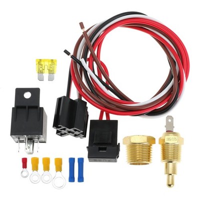Electric Fan Relay Kit with Thermostat and Radiator Fan Temperature Controller