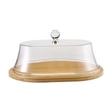 Bamboo Cake Stand with Acrylic Lid Cake Tray for Candy Wedding Festive