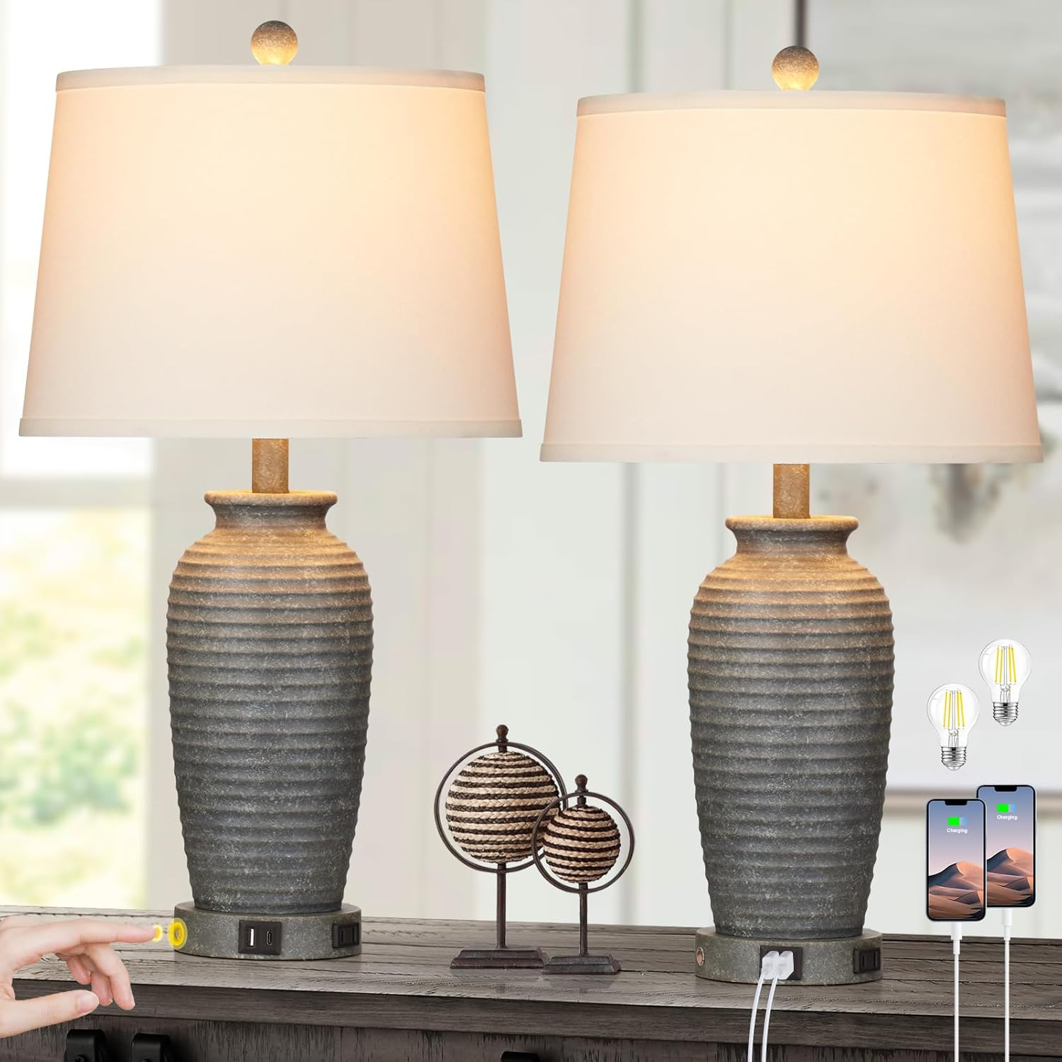 Set of 2 Rustic Gray 25