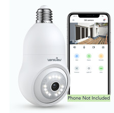 WANSVIEW 2K Light Bulb Security Camera G6, 2.4G WiFi Wireless Outdoor/Indoor