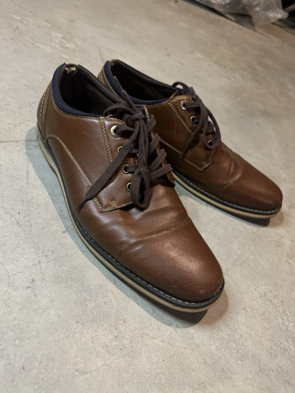 SONOMA Mens Shoes US Size 10.5 Brown Leather Ortholite Eco Casual Sneakers