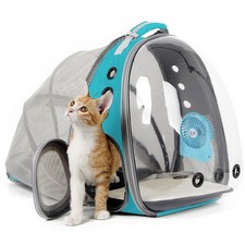 Cat Travel Backpack with Fan, Fit up to 12 lbs, Space Capsule Astronaut Clear...
