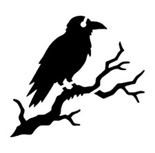 Really Great Stencils, Mini Raven on Branch 1 Stencil, 3", Bird Crow, Halloween