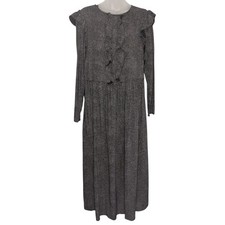 H&M Lightweight Dress 10 Prairie Ruffle Midi Modest Cottagecore Boho Viscose