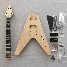 6String Flying V  DIY Electric Guitar Kit Canadian Maple Neck set in 22F CR part