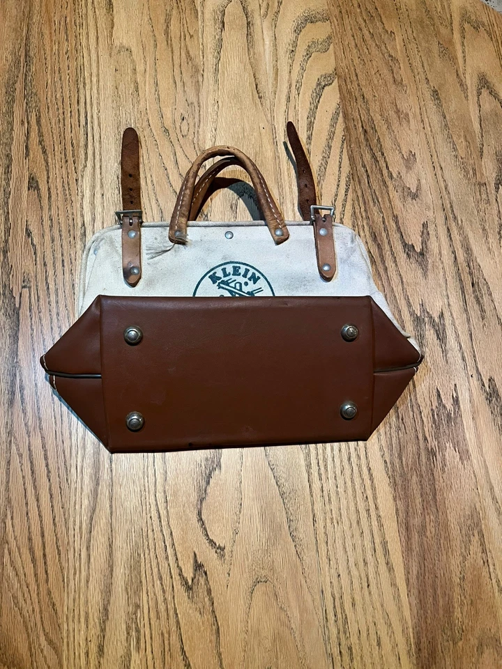 Bolsa de herramientas vintage Klein Tools 5102-12 de lona y cuero de alta resistencia para liniero Foto 2 de 4