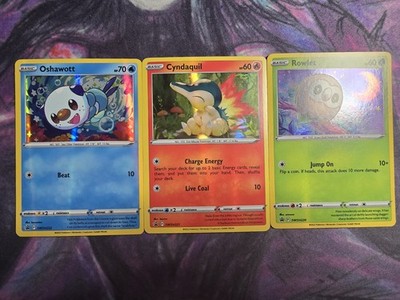Cyndaquil, Rowlett, & Oshawott SWSH220-222 Promos Holo Bleed Error Set