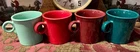 Four Fiestaware 10.25 oz Mugs~Juniper, Cobalt, Cinnabar, Sea Mist Green~VGC